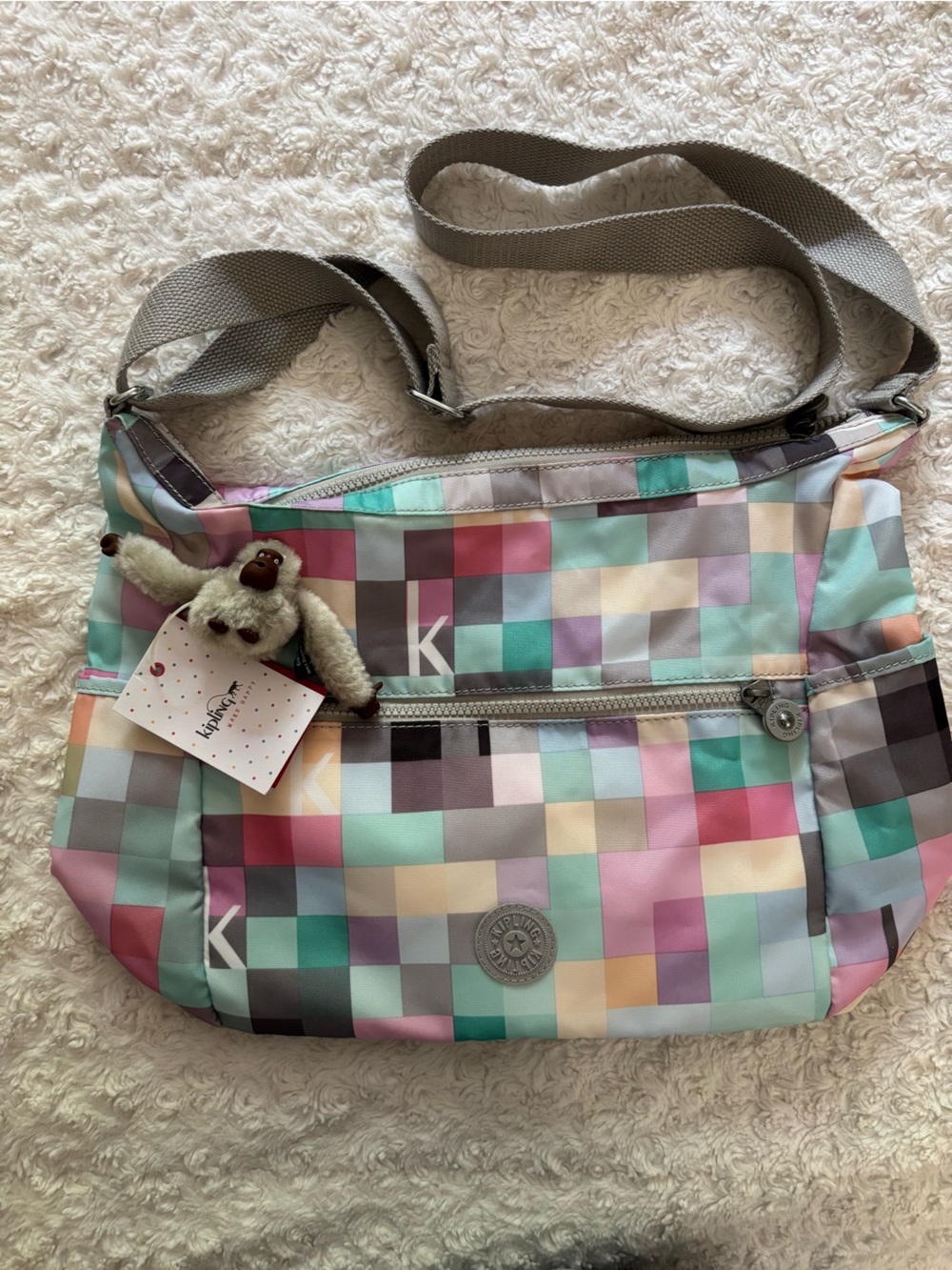 Kipling Pastel Multicolor Pixel Crossbody Bag